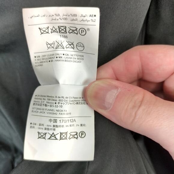 Old Navy Black Pea Coat Women's XL Concealed Buttons Flannel Boxy Retro Mod - Picture 6 of 10